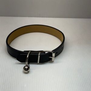 Genuine leather dog collar belt black color large size